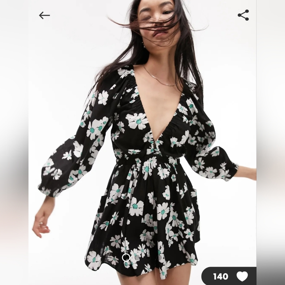Topshop deep v- neck romper 8-10‎